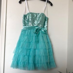 Aqua short prom dress